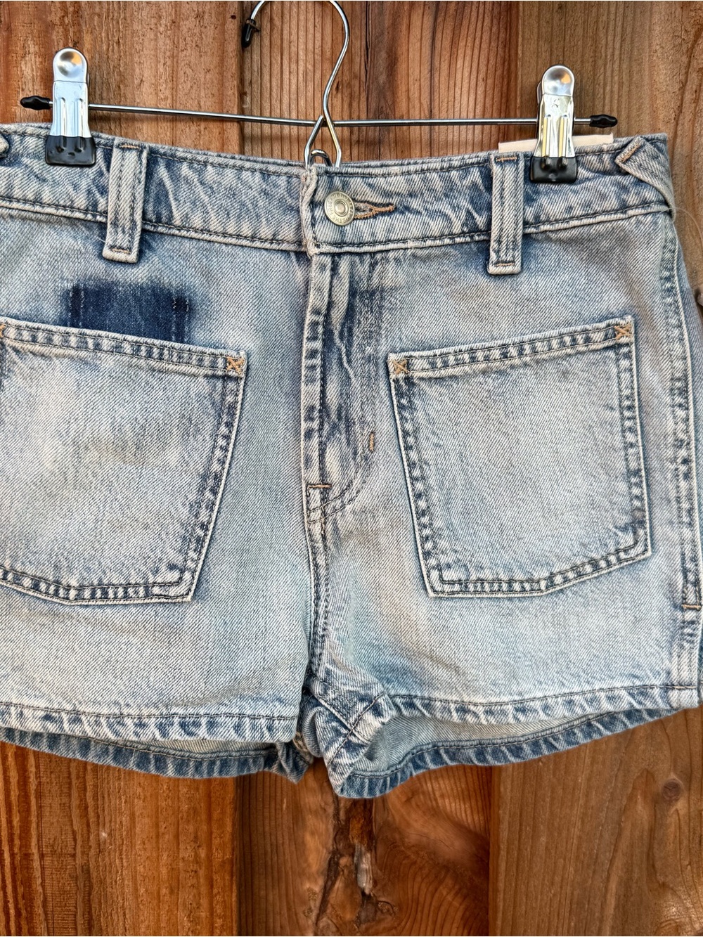 Free People Washed Light Blue Denim Jean Shorts